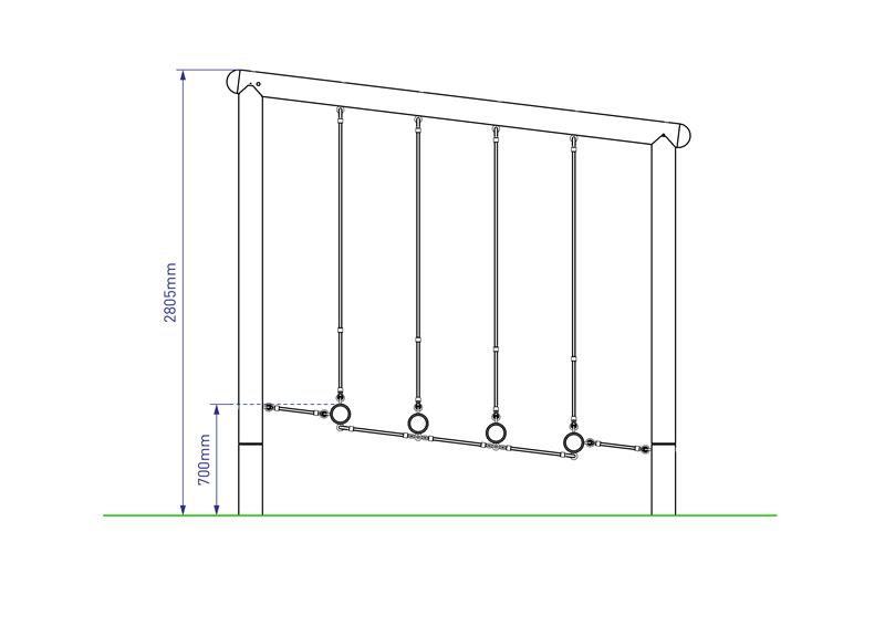 Technical render of a Inclined Swinging Log Crossing